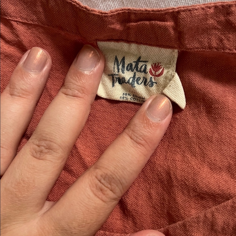 Mata Traders Linen Salmon Top | Sustainable Brand - Picture 2 of 3